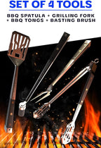 DALSTRONG 4-Piece Professional BBQ Pitmaster Grill Set - Premium High-Carbon Stainless Steel Grilling - 18 inch Length - Silicone Brush, Spatula, Tongs, Fork - G10 Handles