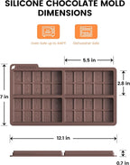 Chocolate Bar Mold, Non-Stick Chocolate Molds, Food Grade Silicone Mahjong Candy moldfor Stuffed Bar for Dubai Pistachio, Candy, Snacks