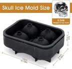 Ice Cube Tray Skull Shaped Silicone Ice Cube Molds Essential Bartender Accessory for Whiskey Cocktail Bourbon Lovers Eco Friendly Ice Cube Tray(2Pcs）