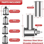 Stainless Steel Slicer Shredder Attachment for KitchenAid Stand Mixer, For Kitchenaid Cheese Grater Attachment, Salad Maker, Grinding Powder, Cheese Kitchenaid Attachment with 4 Blades
