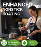 Non Stick Frying Pans with Lids, 12 Inch Fry Pan, Hybrid Large Frying Pan with Lid, Nonstick Skillet Stainless Steel, Dishwasher & Oven-Safe, Induction Compatible Cooking Pan