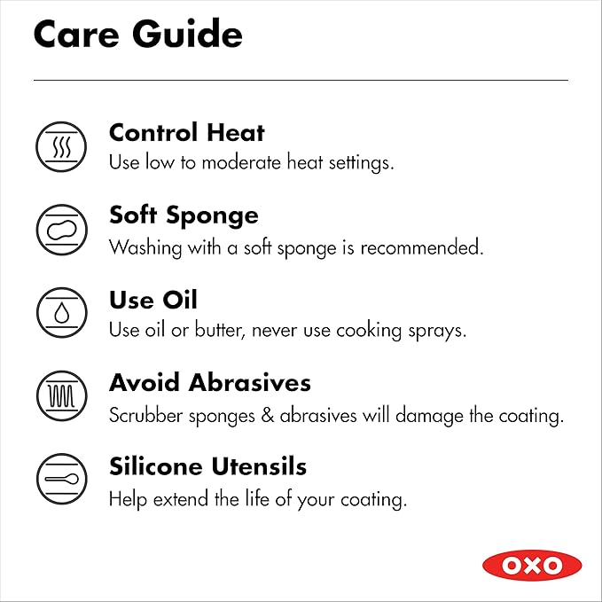 OXO Agility Series 8" Frying Pan Skillet, Ceramic Nonstick Cookware PFAS-Free, Induction Suitable, Quick Even Heating, Stainless Steel Handle, Chip-Free Rims, Dishwasher and Oven Safe, Black