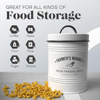 Amici Home Farmers Market Metal Canister | Dry Food Storage Container | Airtight Lid | 76 Ounce Capacity | Farmhouse Décor | Metal Canister for Kitchen Countertop