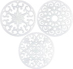 GASARÉ, Extra Large, Thick, 10" Silicone Trivets for Hot Dishes, Pots, and Pans, Hot Pads for Countertops, Flexible, Dishwasher Safe, 10 x ¼ Inches, Set of 3, White
