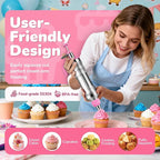 Cake Decorating Tools Supplies Kit: 164pcs Baking Accessories - Piping Bags and Icing Tips Set - Puffs Cupcake Frosting Piping Bakery Set for Adults Beginners or Professional, Pink