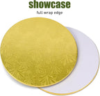 10-Pack Round Gold Cake Drum Board 10 Inch Sturdy 1/2 Inch Thick Full Wrap Edge Cake Base for Heavy Tiered Cakes(10" Gold)