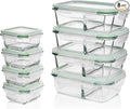 Fusion Gourmet Glass Meal Prep Containers with Lids [8 Pack, 33 oz & 4.5 oz] - 2 Compartment Divided Glass Bento Boxes for Adults, Oven Safe & Airtight