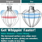 Heavy Duty Whisk Attachment for KitchenAid 4.5-5QT Tilt-Head Stand Mixers- Extra Thick Stainless Steel Wire Whip for Fast Whipping, Commercial Grade for Large Batches, Dishwasher Safe