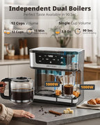 AIRMSEN 12-Cup Programmable Coffee Maker – Single Serve Machine for K-Cup Pods & Ground, 1000W Fast Brew, Delay Start, 2H Keep Warm, Touchscreen, 60oz Tank, Glass Carafe – Home & Office