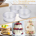 HomeMall 9 x 3 inch Round Cake Pan Set of 3, Aluminum Baking Pans for Layer Cakes, Heavy Duty Non-Stick, Evenly Baking Molds for Home Kitchen, Birthday Wedding Anniversary