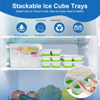 Ice Cube Tray, Ice Cube Trays for Freezer 5 Pack with Lids, Ice Tray Easy-Release, Ice Trays for Freezer Stackable, Silicone Ice Cube Tray for Drinks, Coffee - BPA-Free and Odor-Free