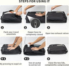 Vacuum Bag for Travel, Professional IPX8 Waterproof Reusable Vacuum Compression Bags for Travel Suitcases, Durable Space Saver Bag(2 PACK,With Pump)