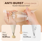 LotFancy 250pcs 12 Inch Piping Bags, Disposable Pastry Bags with 5 Clips, Anti-Burst Icing Piping Bag, Non-Slip Frosting Bags for Cakes and Cookies Decoration