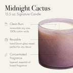 LAFCO New York Signature Candle, Midnight Cactus - 15.5 oz - 90-Hour Burn Time - Reusable, Hand Blown Glass Vessel - Made in The USA