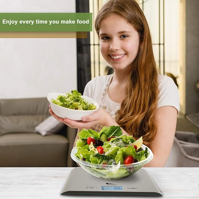 Food Kitchen Scale, Digital Grams and Oz for Cooking, Baking, and Weight Loss, Multifunction Food Meat Scale with LCD Display（Stainless Steel）
