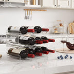 Lifewit Stackable Water Bottle Organizer for Cabinet, Plastic Bottle Holder Fits Bottles & Tumblers up to 3.8" Diameter, Pantry, Countertop & Fridge, 3 Tier Holds 12 Bottles