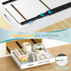 HBL' 2 Pack | 21" Deep Pull Out Cabinet Organizer Adhesive, (13.8" to 22.0") Width Expandable Sturdy Carbon Steel Roll-Out Drawers for Face Frame or Frameless Cabinets,Slide-Out Shelves for Pantry.