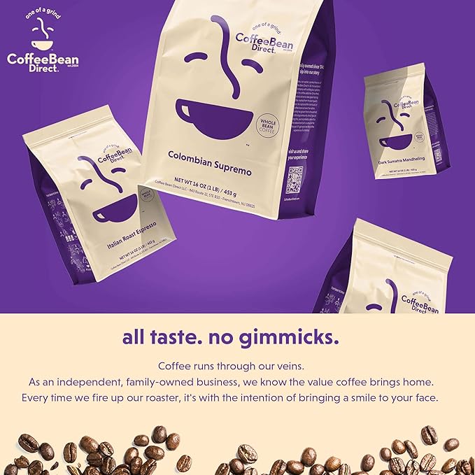 Coffee Bean Direct Tanzanian Peaberry, Whole Bean Coffee, Light Roast, 1 Pound Bag (Pack of 1)