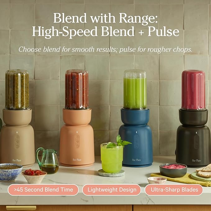 Our Place Splendor Blender - 1000W High-Power | Ultra-Sharp Blades | 2 Blending Modes | Includes 25 oz Personal Cup and Drinking Lid Set | Smoothies, Shakes & More | Steam