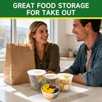 50 Set 16 oz Deli Containers with Lids, Leak-Proof BPA Free Plastic Take Out Bowls, Food Storage Containers for Takeout Meal Prep Storage, Freezer, Microwave & Dishwasher Safe