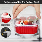 EUSOAR Disposable Ramekins with lids, 10oz 50pcs Square Baking Cups with Lids, 300ml Muffin Liners Snacks Desserts Flan, Pie Ramekin, Recyclable Catering Gathering Wedding Party Favor Baking Cups-Red