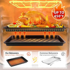 2 Pack Jelly Roll Pan 15.3” x 11.3” Cookie Sheets for Baking 0.8mm Thick Non Stick Baking Sheets for Oven Heavy Duty Baking Trays