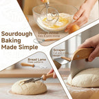 Complete Sourdough Starter Kit With Woven Proofing Basket, Sour dough Starter jar, Sourdough Bread Baking Supplies, Bread Making Kit,Perfect for Beginners & Gift
