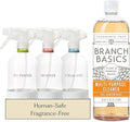 Branch Basics Cleaning Essentials Kit: All Purpose, Glass and Bathroom Cleaner - Concentrate (33.8 Oz) (24 Refills) + Refillable Glass Spray Bottles (16 Oz) Plant Based, Human-Safe, & Fragrance Free