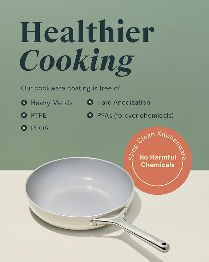 Caraway Fry Pan Duo - Nonstick Ceramic Frying Pan (8" & 10.5”) - Non Toxic, PTFE & PFOA Free - Oven Safe & Compatible with All Stovetops (Gas, Electric & Induction) - Gray
