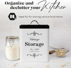 Amici Home Antique Shoppe Metal Canister | Dry Food Storage Container | Push Top Lid | 208 Ounce Capacity | Vintage Square Canister for Kitchen Countertop