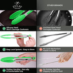 Zulay Stainless Steel Kitchen Tongs with Silicone Tips - Set of 2 (9” & 12”) Locking Cooking Tongs with Non-Slip Grip - Heat Resistant, BBQ Food Tongs for Non-Stick Cooking Pans (Silver/Light Green)