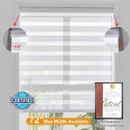 Persilux Cordless Zebra Blinds for Windows Free-Stop Roller Shades for Windows (33.5" W x 72" H, White) Dual Layer Window Treatments Room Darkening Roller Blinds for Home, Office and Kitchen