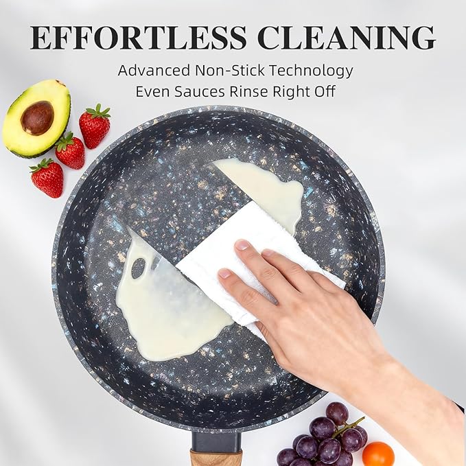8.5 Inch Nonstick Frying Pan Skillet, Superior PFOA-Free & Non-Toxic Coating, 3mm Aluminum for Even Heat, Induction Compatible, Dishwasher Safe for Eggs & Pancakes