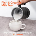 Milk Frother, 4-in-1 Electric Milk Steamer, 11.8oz/350ml Large Capacity for Auto Warm/Cold Foam, Heating Milk for Coffee, Latte, Macchiato, Cappuccino, Hot Chocolate (Black)