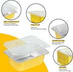 40 Pack 8.7"×6.6"×2.4" Gold Aluminum Foil Pans with Lids Heavy Duty, 3 LB Foil Food Containers with Lids, Disposable Tin Foil Pans for Baking, Meal Prep, Freezer, Heating and Takeout