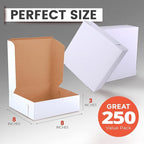 Fit Meal Prep Bakery Boxes - 250 Pack, 8 x 8 x 3 Inches, Kraft Lining, Pastry, Pie, Cookie, Dessert Boxes for Cupcakes, Chocolates, Donuts, Macarons