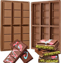 Silicone Chocolate Bar Molds, 2 Packs Square Chocolate Mold Non Stick for Dubai Pistachio Knafeh Thick Stuffed Candy, Break Apart 6 Cavities Deep Chocolate Molds