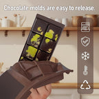 Deep Chocolate Bar Mold Silicone 1 Inch Dubai Pistachio Chocolate Bar Thick Mold for Stuffed Bar, Large Candy Mould for Filling, Brown