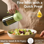 2PCS Olive Oil Dispenser and Oil Sprayer – 16oz/470ml Glass Light-Proof Oil Pourer for Kitchen, Air Fryer, Cooking, Salad, and BBQ