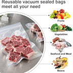 MEGAWISE Vacuum Zipper Bags 15Pcs (10 * 11in), BPA Free, Reusable Food Storage Bags with Air Valve for Sous Vide Cooking/Freezer/Microwave Heating, with 5 Seal Clips.