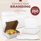 [250 Pack] Pastry Boxes - 9 x 9 x 3 Inch White Bakery Box for Cookies, Compostable Kraft Paper Cardboard for Baked Goods Packaging, Cake, Food, Donut, Cupcake, Candy, Bread, Bridesmaid Gift Box
