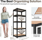 HOMEDANT House Black 5 Tier 24.4" W Laminated Metal Shelving Unit Adjustable Storage Utility Rack Heavy Duty Shelves Organization Multipurpose Shelf Kitchen Garage Pantry Closet 4 Pack