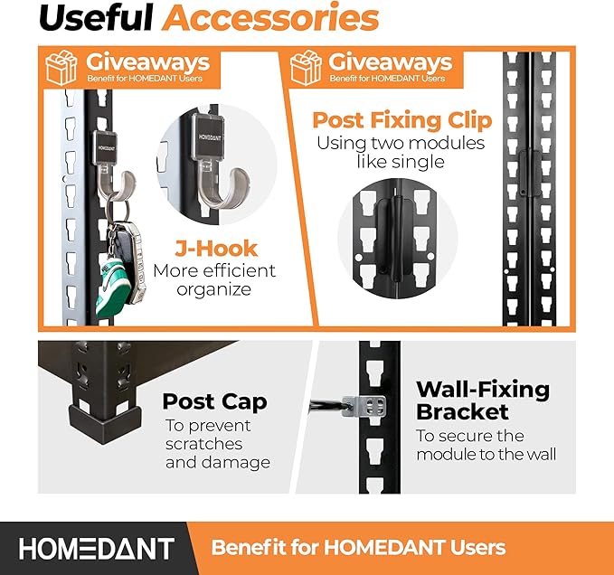 HOMEDANT 5 Tier Storage Shelves Adjustable Laminated Boltless Garage Metal Shelving Unit Heavy Duty Utility Rack Shelf Warehouse Pantry Closet Kitchen 35.9" W x 16.2" D x 71.3" H 3Pack