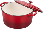 Enameled Cast Iron Dutch Oven Pot with Lid, for Sourdough Bread Baking, Round Dutch Ovens, 4.5 Quart, Red