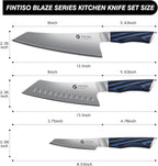 FINTISO 3PCS Kitchen Knife Set, Professional Chef Knives Set with G10 Handle, Premium 5-Layer 10Cr15CoMoV Japanese Steel Knives Set, Ultra Sharpe Knife for Meat and Vegetable