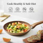 Innwewell Non Stick Frying Pan - Granite Stone Non Stick Skillet, Safe&No Toxic Pans for Cooking, Large Nonstick Cookware Chef's Pan, Induction Compatible, PFOA Free(11inch, Gold)