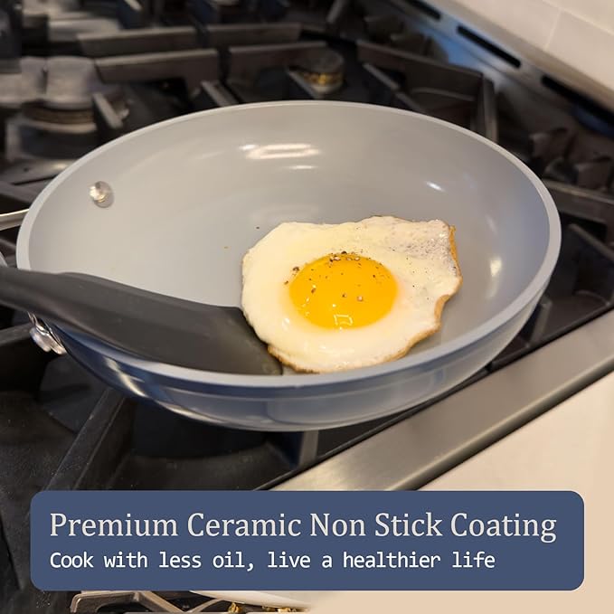 Stock Pot 4.5qt Ceramic Dutch Oven with Lid (9.5") Nonstick Ceramic Coated Non-Toxic PFAS-Free Even Heat Distribution for Braising, Baking Bread & Soups, Compatible for All Cooktops(Induction/Gas/Electric) Oven Safe to 500°F, Olive Green