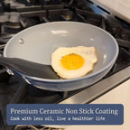 Stock Pot 4.5qt Dutch Oven with Lid (9.5") Nonstick Ceramic Coated Non-Toxic PFAS-Free Even Heat Distribution for Braising, Baking Bread & Soups, Compatible for All Cooktops(Induction/Gas/Electric) Oven Safe to 500°F (Caribbean Blue)