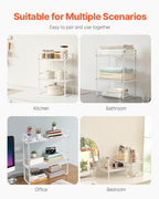 VEVOR Adjustable Kitchen Cabinet Shelf Organizer, Expandable 2 Tier Cabinet Shelf, Stackable Countertop Organizers and Storage Risers, Pantry for Kitchen Bathroom Office, White