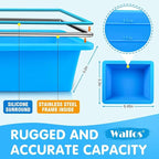 Walfos Silicone Freezer Tray With Lid - Easy to demold and Easy Meal Prep Container, 2pcs 1 Cup & 2pcs 2 Cup Silicone Mold for Soup and Food Storage -BLUE 4pcs